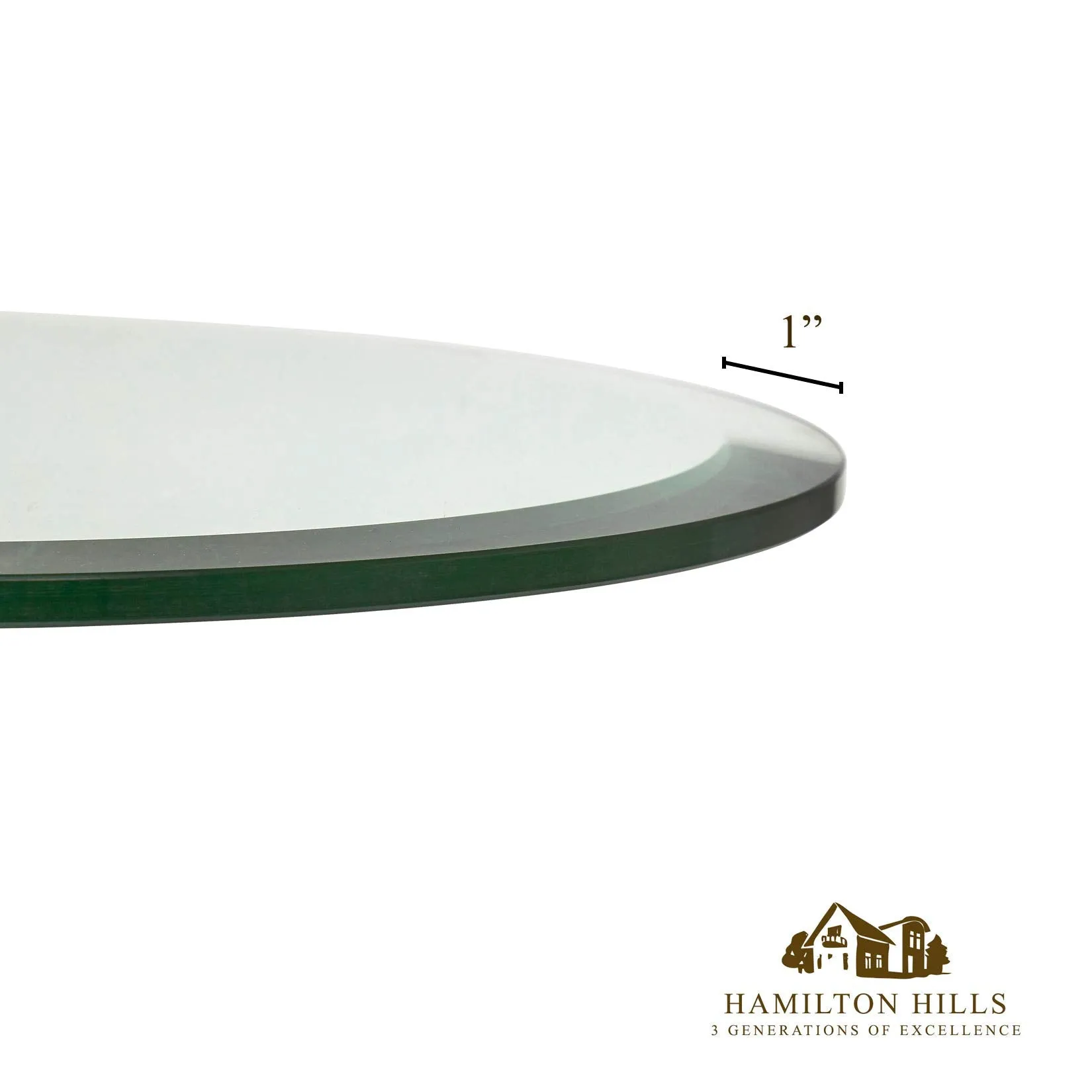 28 Inch Beveled Glass Table Top | 1/2" Thick Tempered Polished Edge | 28" Diameter 1"