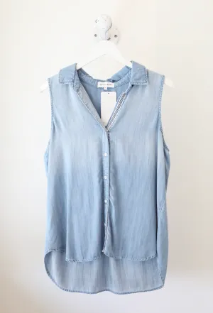 Bella Dahl - Stripe Trim S/L Button Down in Silverlake Wash