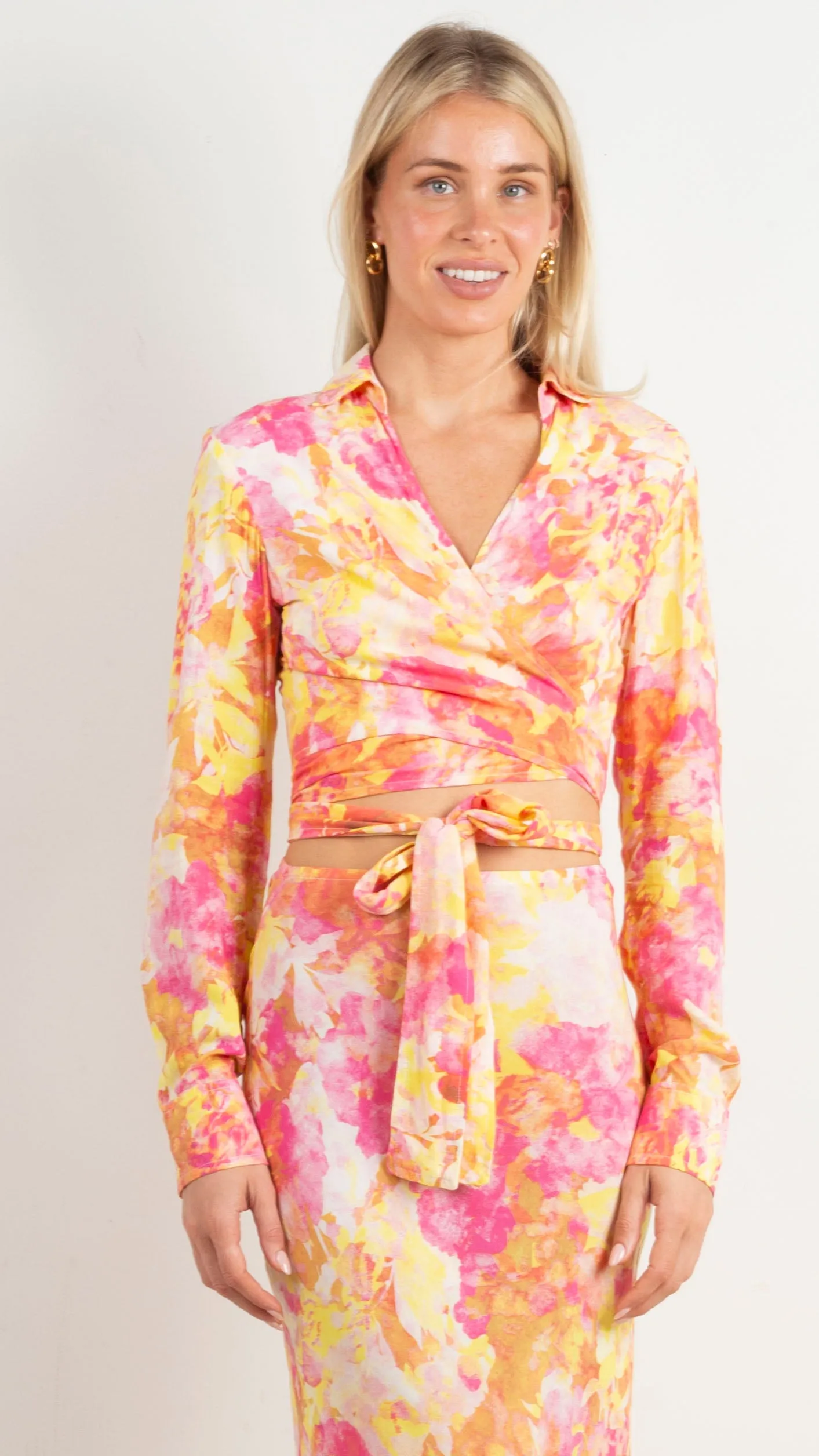 Camille Wrap Blouse - Aurora Pink