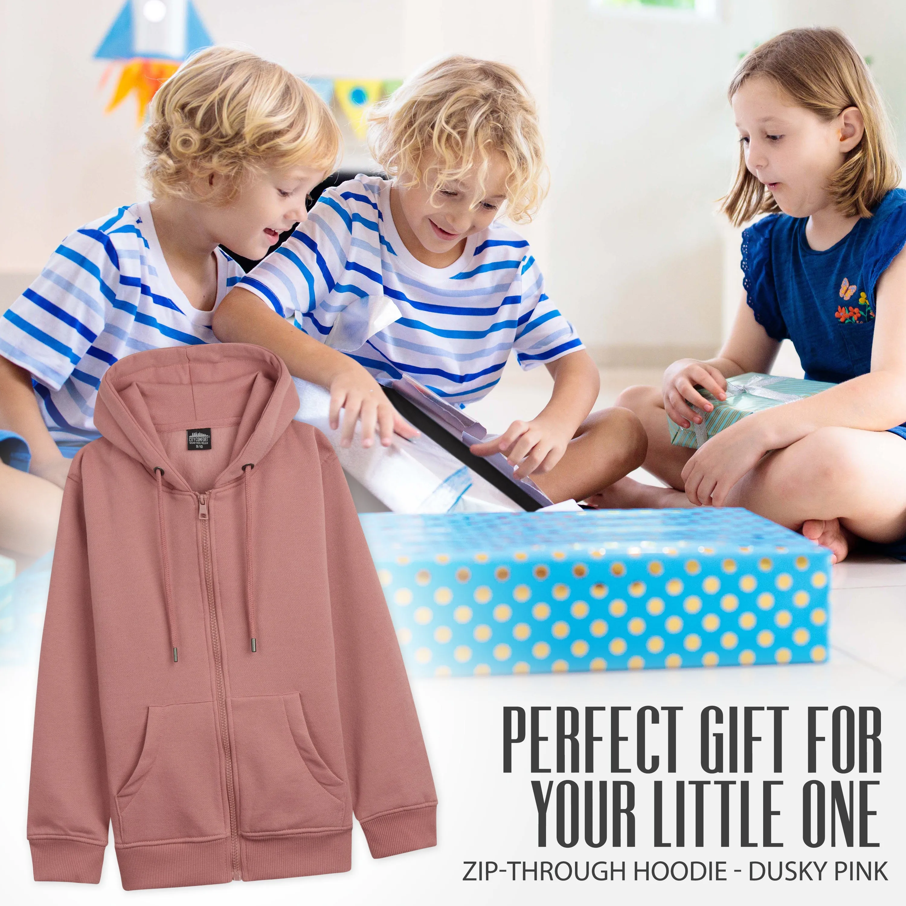 CityComfort Hoodies For Kids, CityComfort Plain Zip Up Hoodie