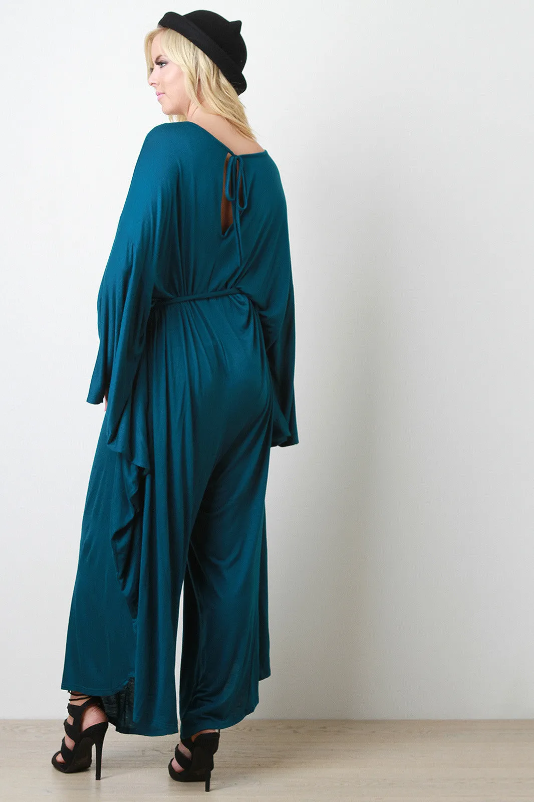 Connected Sleeve Oversize Belted Jumpsuit