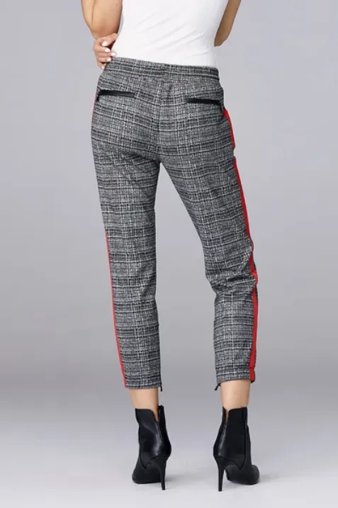 David Lerner - Slim Track Jogger with Vegan Details Plaid in Black/White Plaid