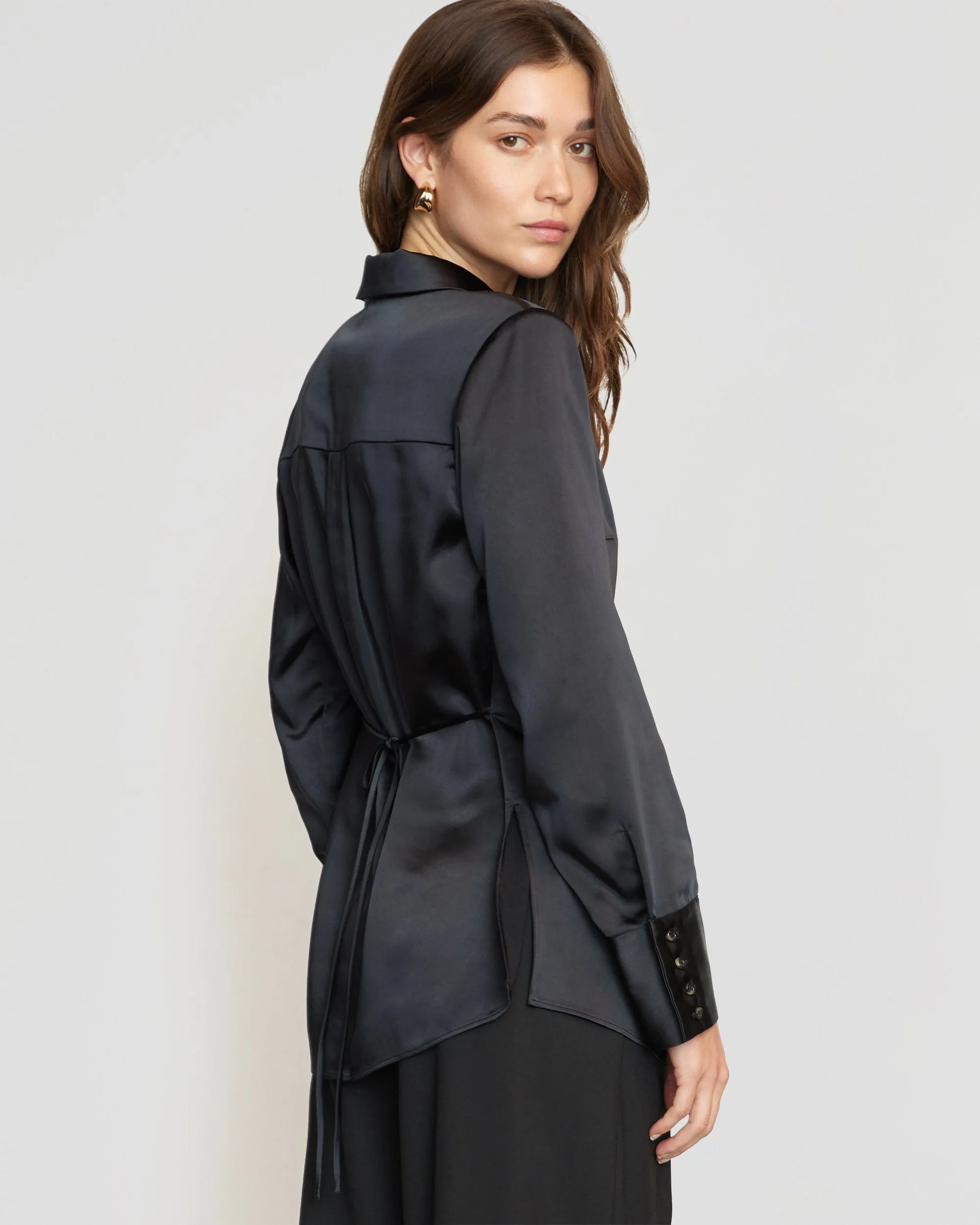 Dean Satin Tie-Waist Shirt