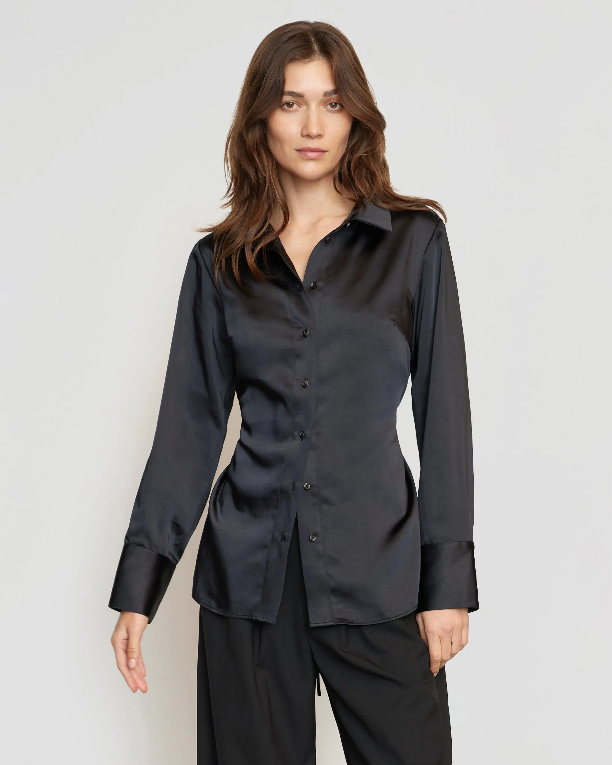 Dean Satin Tie-Waist Shirt