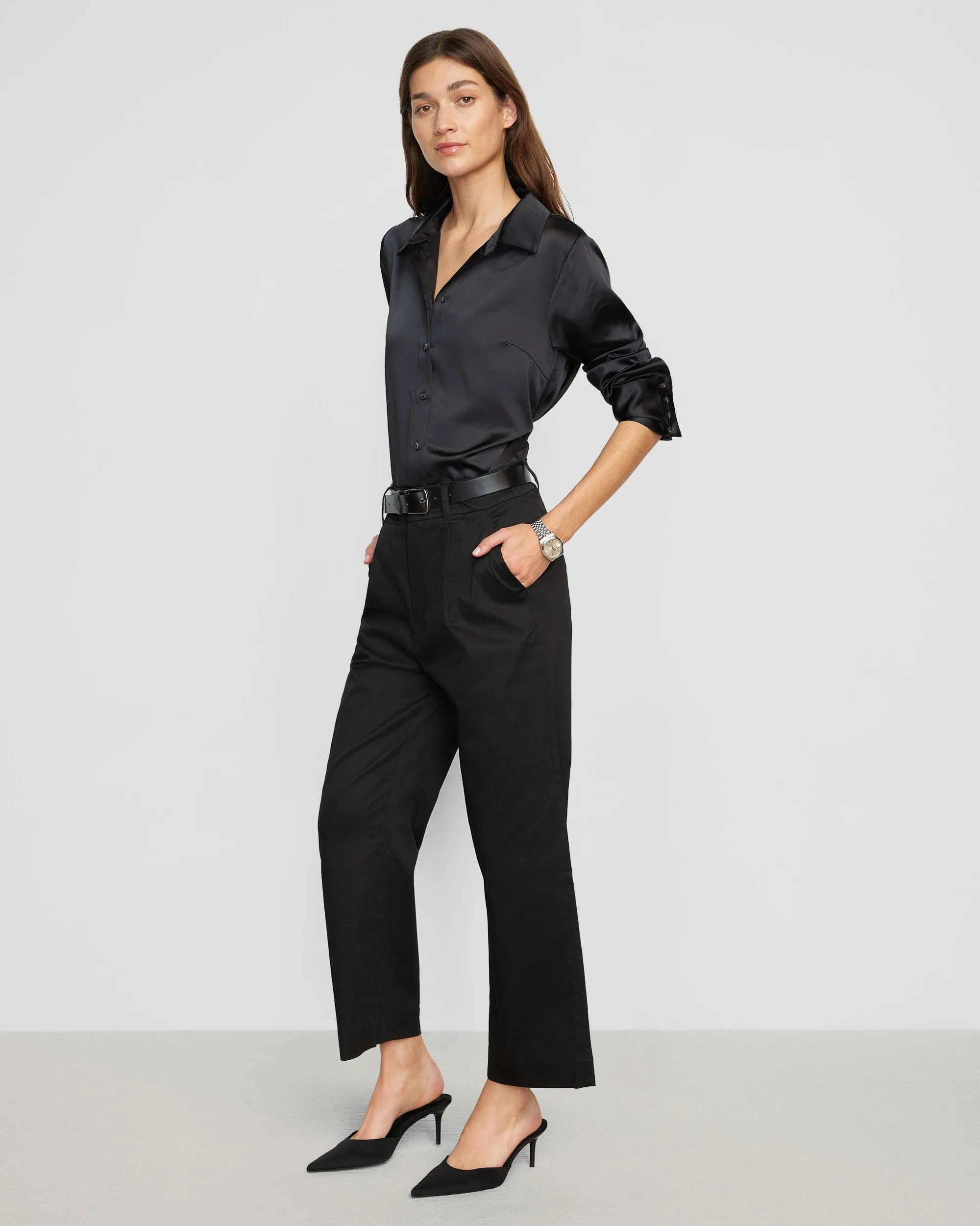 Dean Satin Tie-Waist Shirt