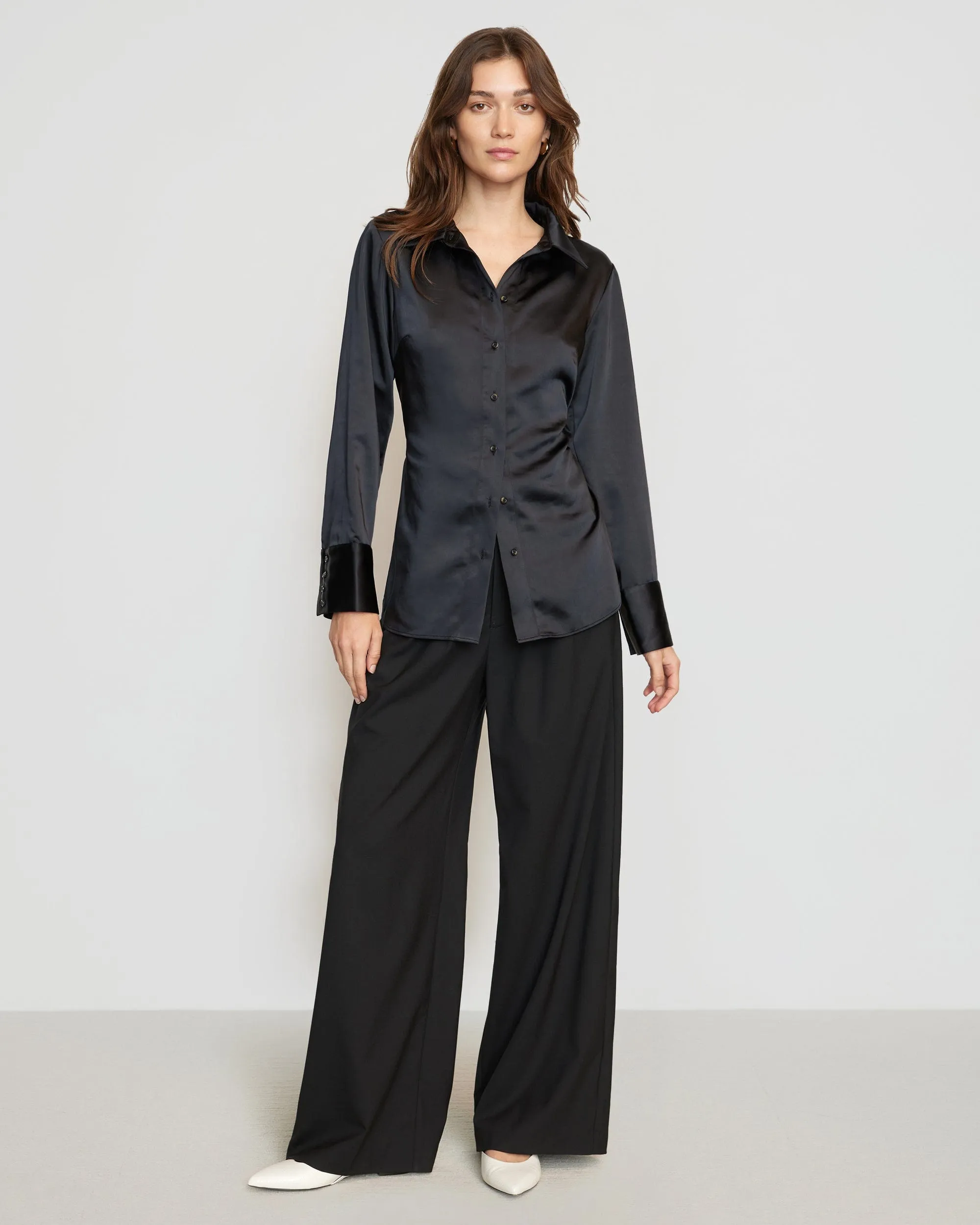 Dean Satin Tie-Waist Shirt