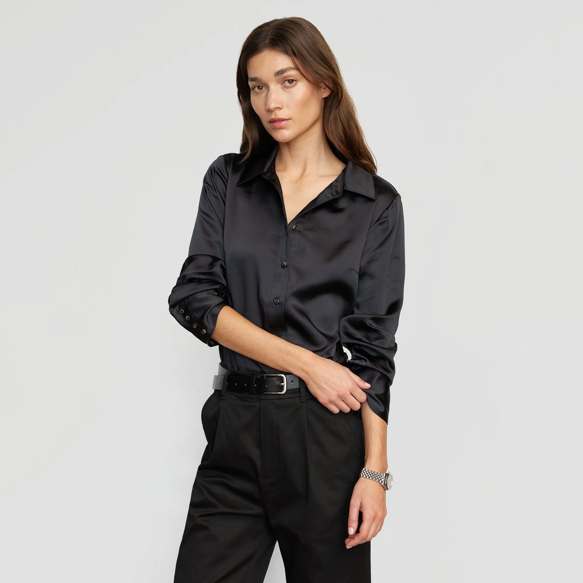 Dean Satin Tie-Waist Shirt