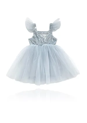 DOLLY UNIVERSE SEQUIN GLITTER GALAXY TUTU DRESS silver grey