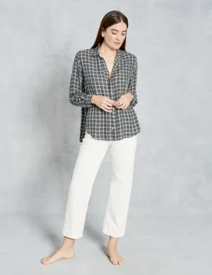 Frank & Eileen - Women L/S Button Down Shirt in Charcoal Grey Windowpane