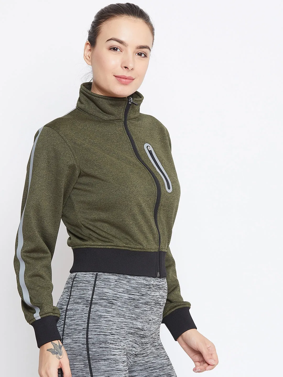 JUMP USA Women Olive Solid Sporty Jacket