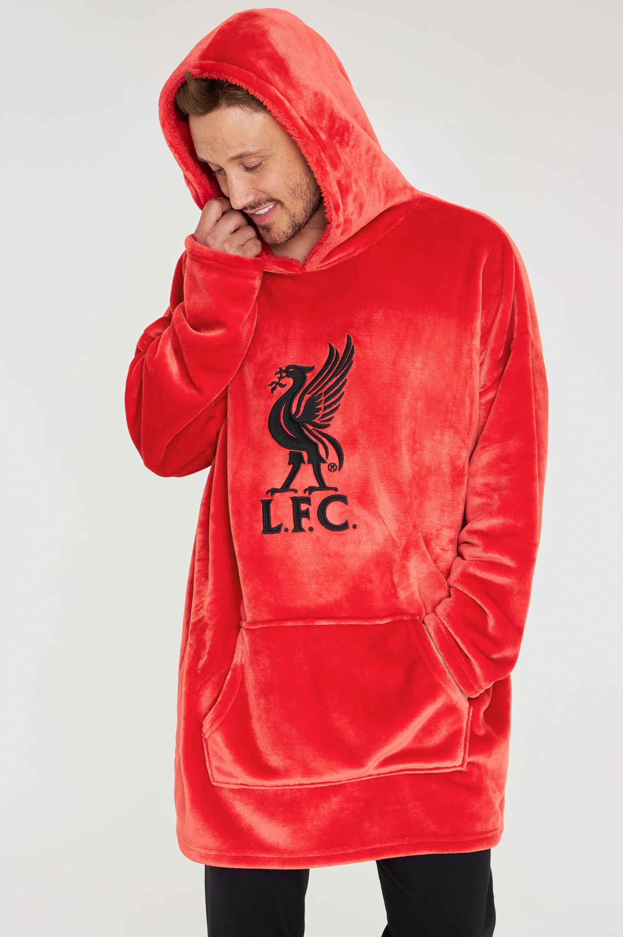 Liverpool F.C. Oversized Red Hoodie Blanket For Men, Official Football Gifts