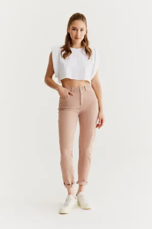 Lynn Mid Waist 5 Pocket Jeans Dusty Rose