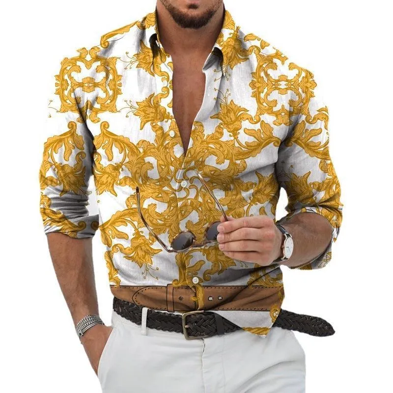 Men's Shirt Outdoor Street Button-Down Print Tops Fashion Designer Casual Breathable 19714528L