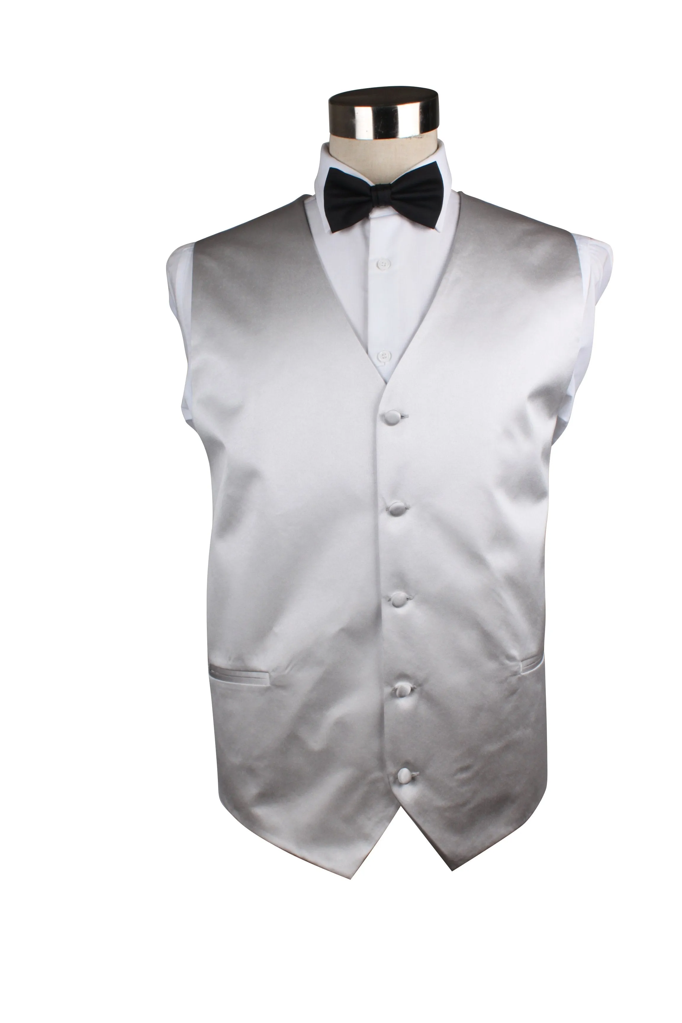 Mens Silver Plain Vest Waistcoat