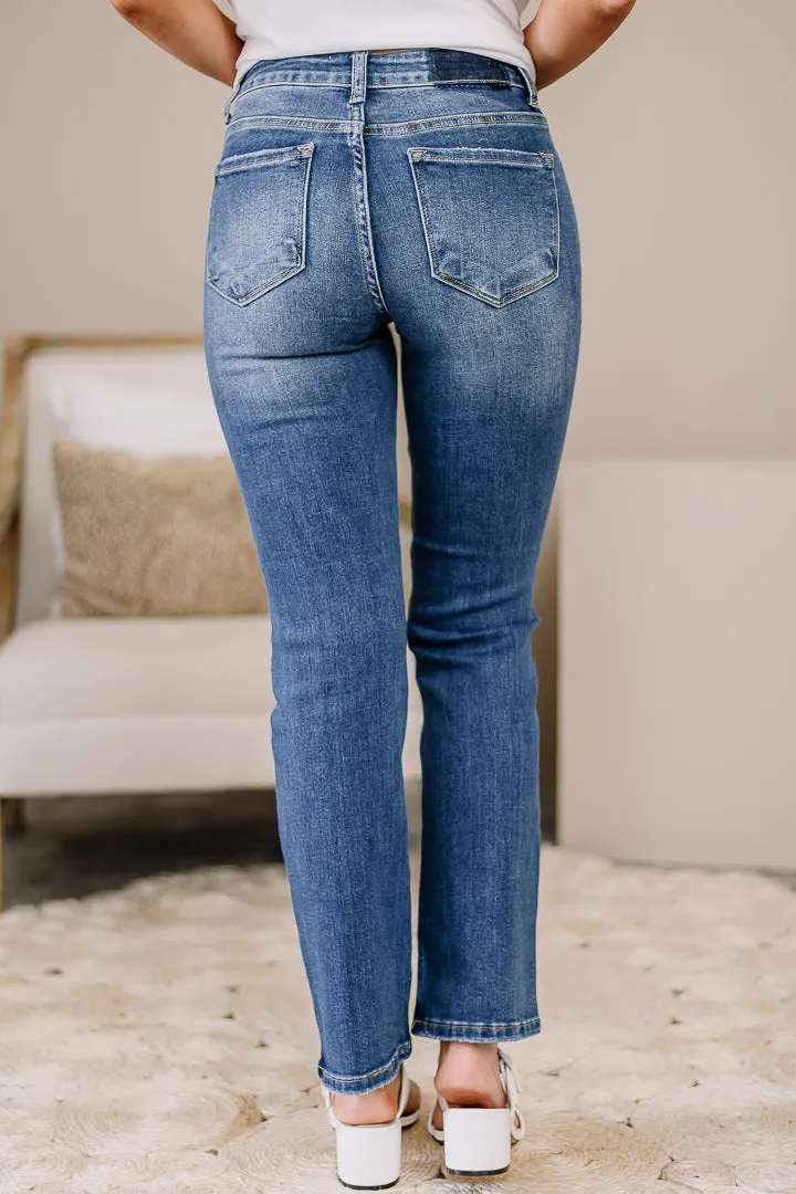 Mid Rise Slim Relaxed Straight Jeans