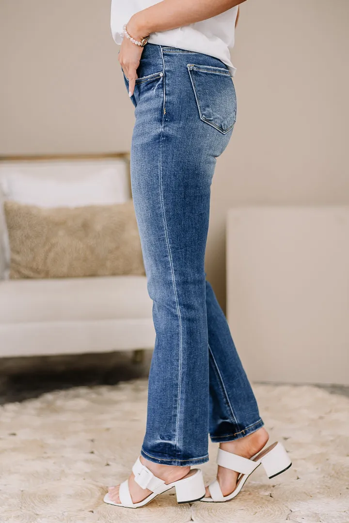 Mid Rise Slim Relaxed Straight Jeans