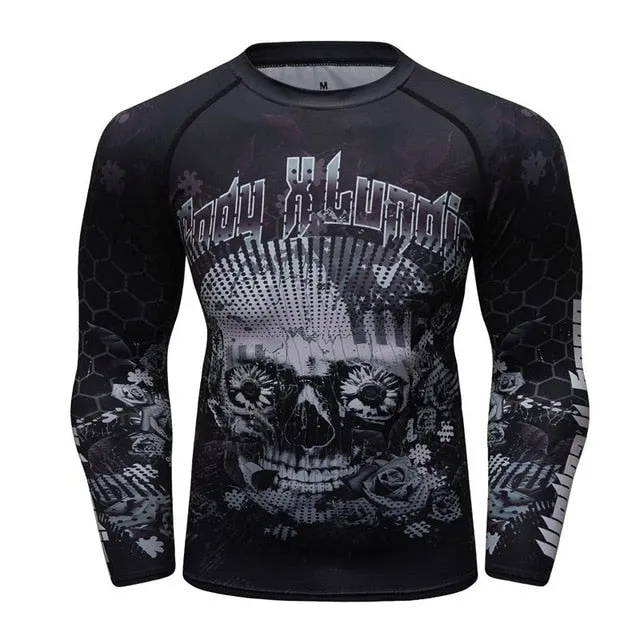 MMA Samurai Mask Print Workout Quick Dry Long Sleeve