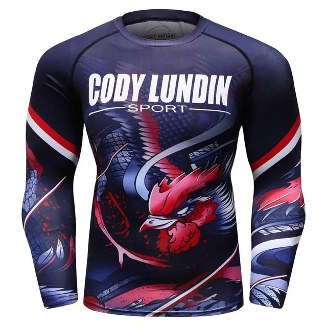 MMA Shark Printed Workout Quick Dry Long Sleeve