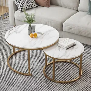 Modern Nesting Coffee Table with Sintered Stone top