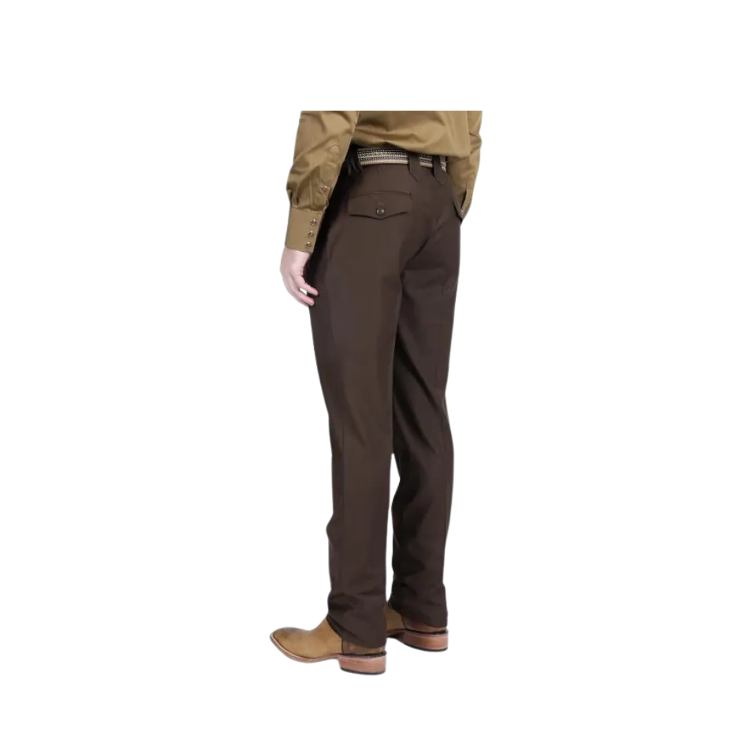 Platini Men's Heath Poly Stretch Slim Fit Western Suit Dark Brown Pants