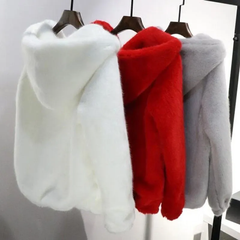 Rabbit Faux Fur England Style Winter Mink Hoodies