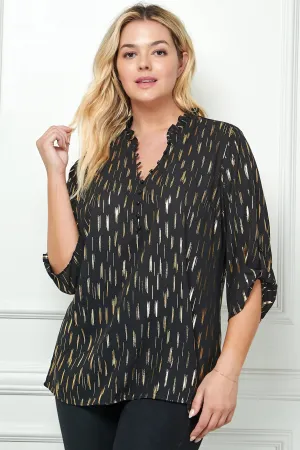 Royal Curves Ruffle Neck Blouse