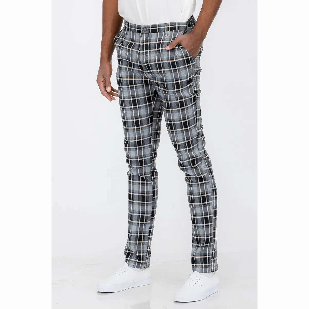 Slim Fit Plaid Trousers