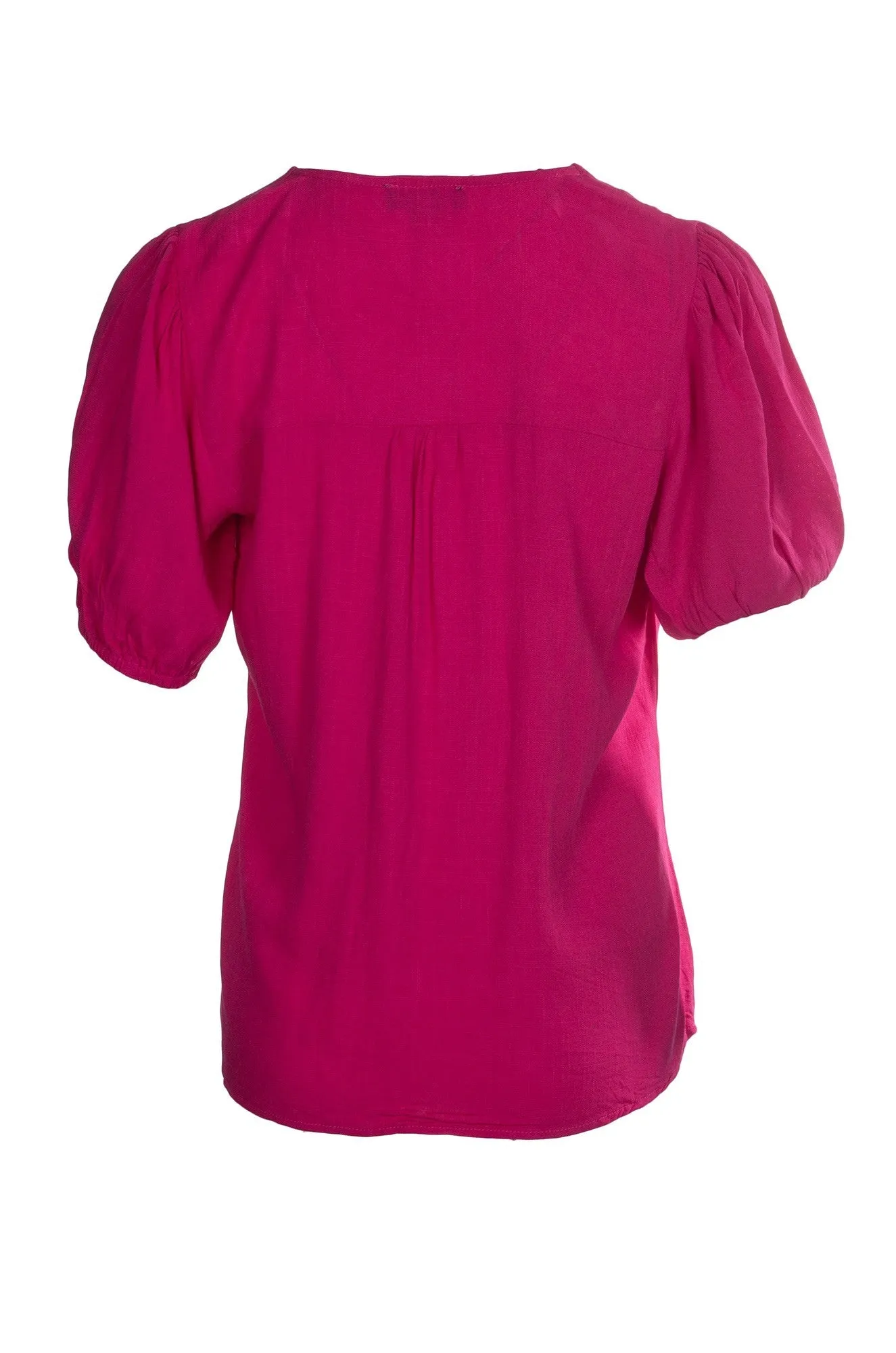 Soft Drape Shirt with puff sleeve | FUCHSIA | 4611A1