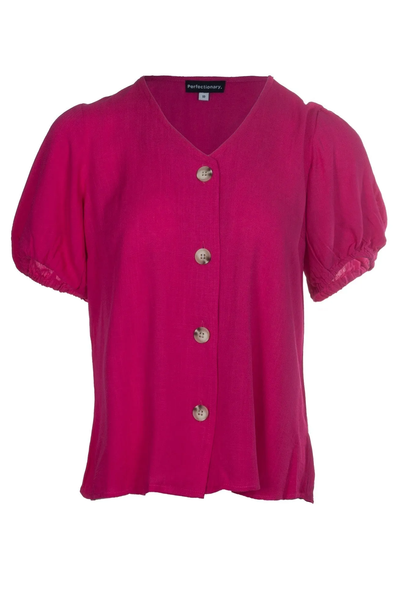 Soft Drape Shirt with puff sleeve | FUCHSIA | 4611A1