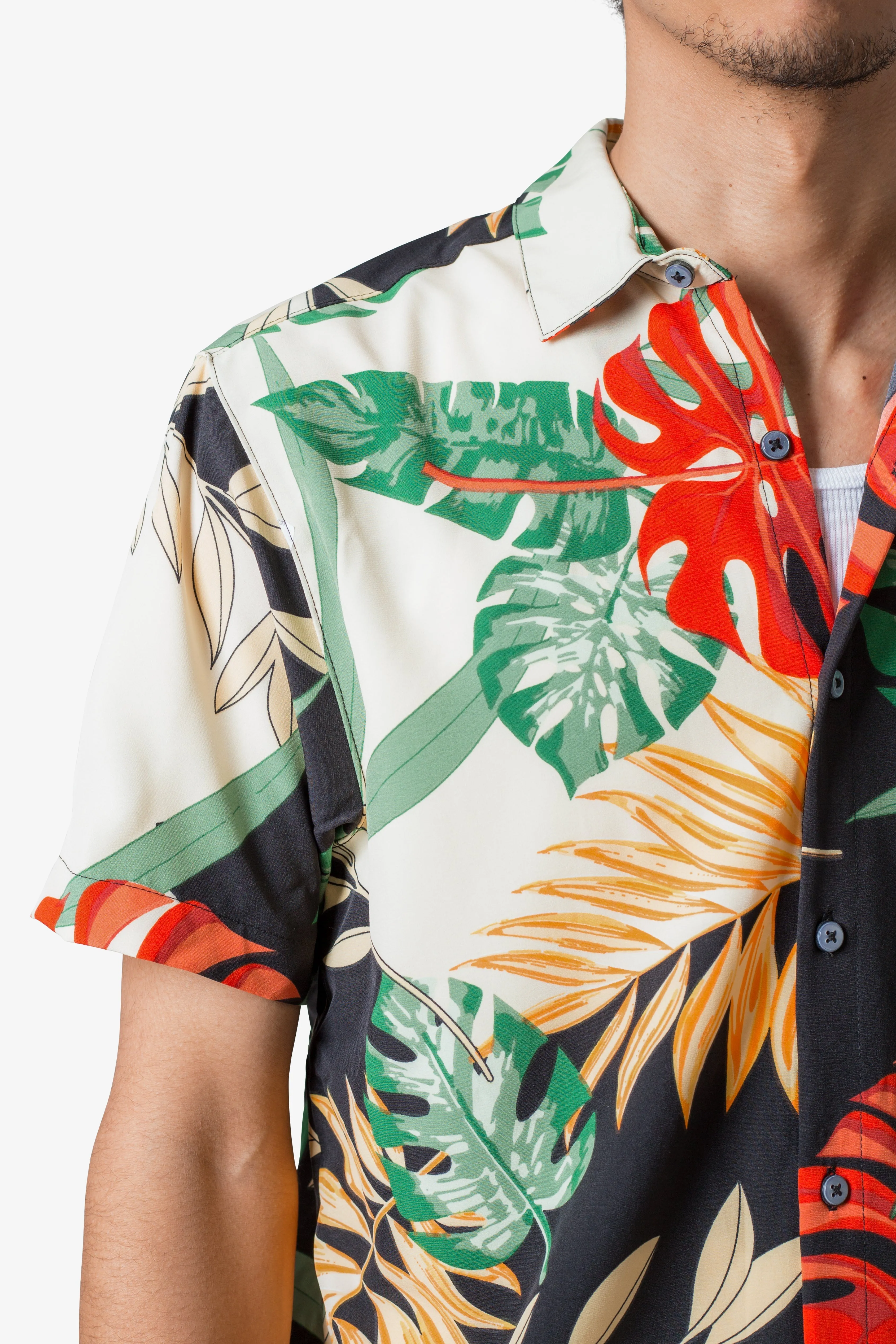 S/S Button Up Shirt - Tropical Print