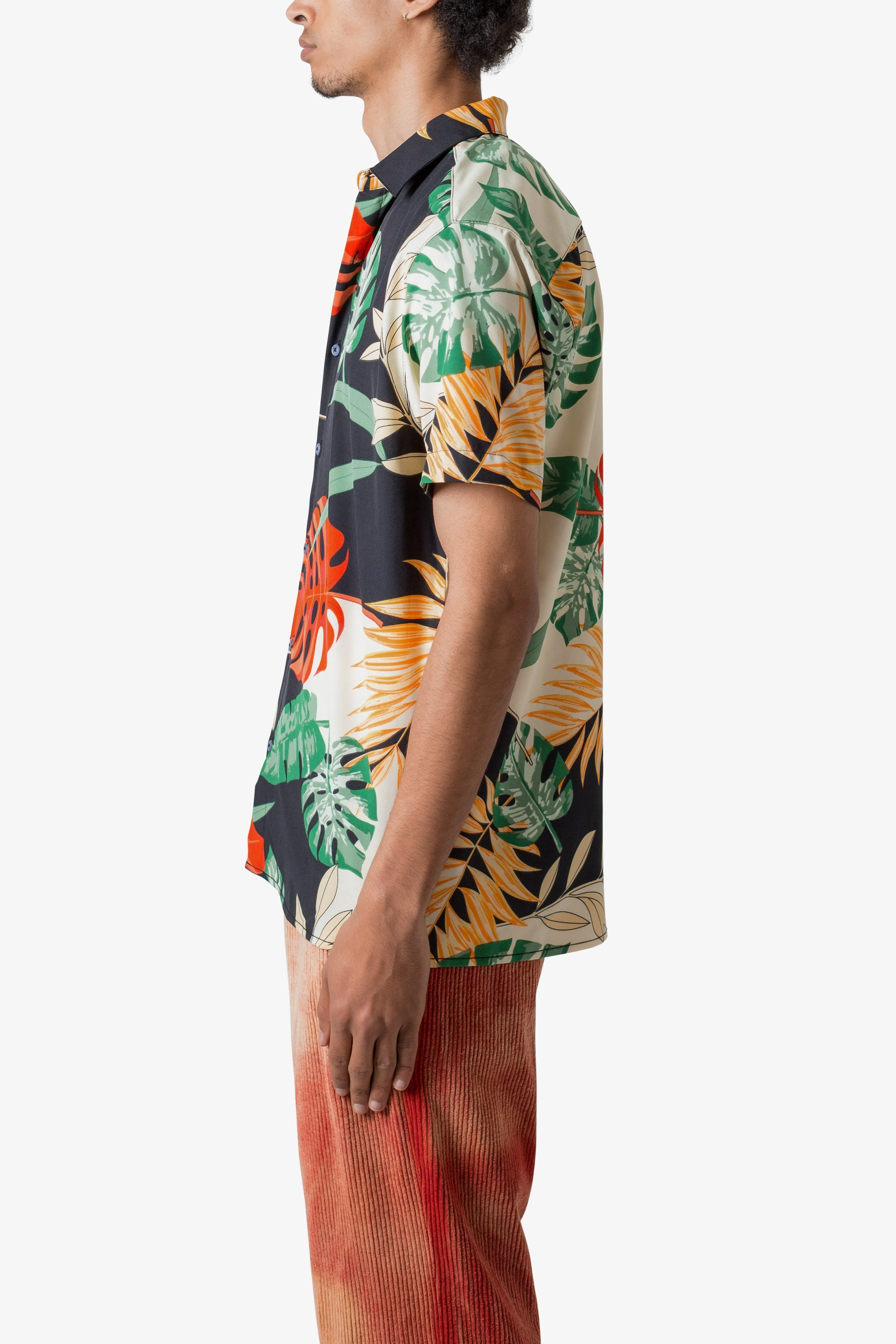 S/S Button Up Shirt - Tropical Print