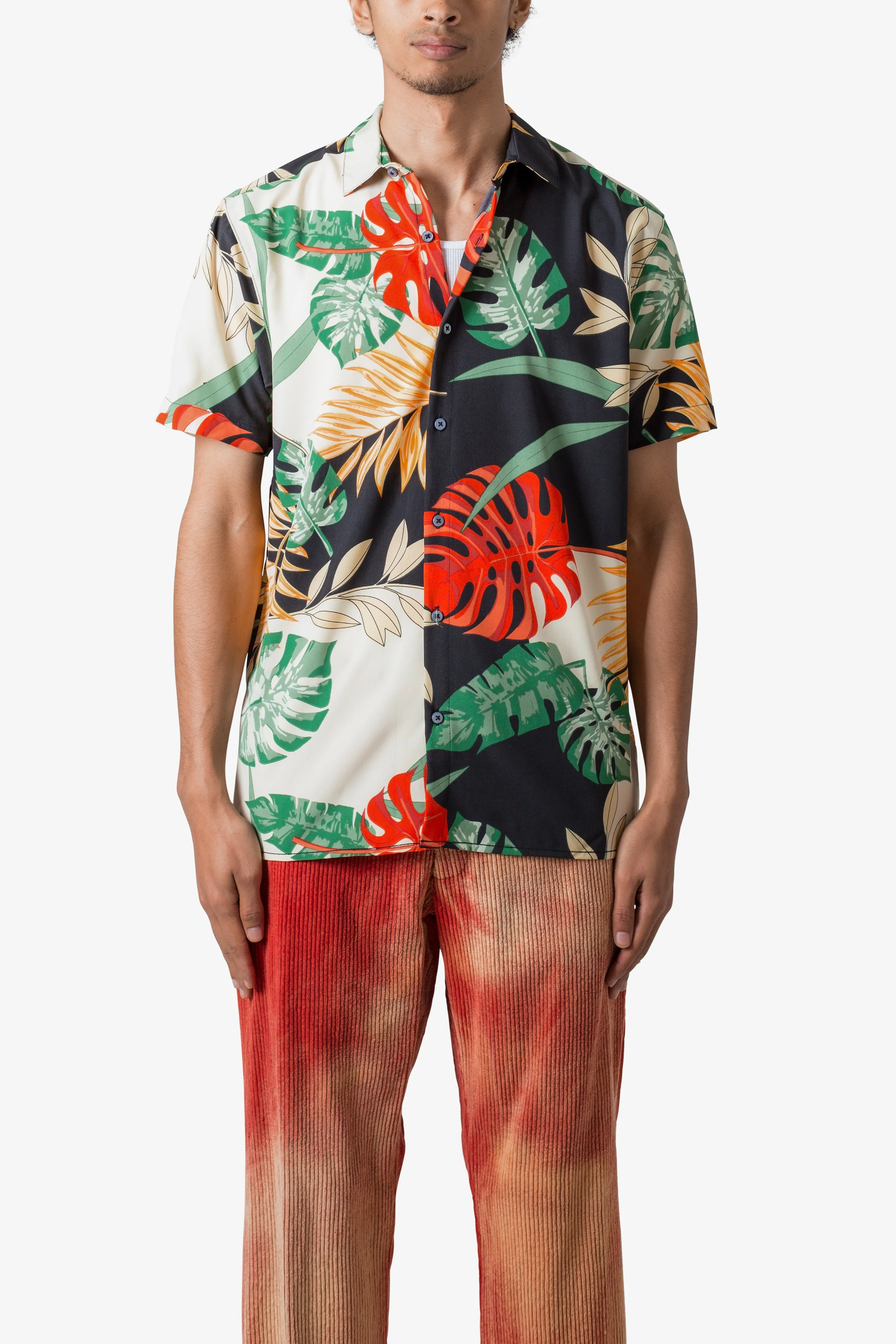 S/S Button Up Shirt - Tropical Print