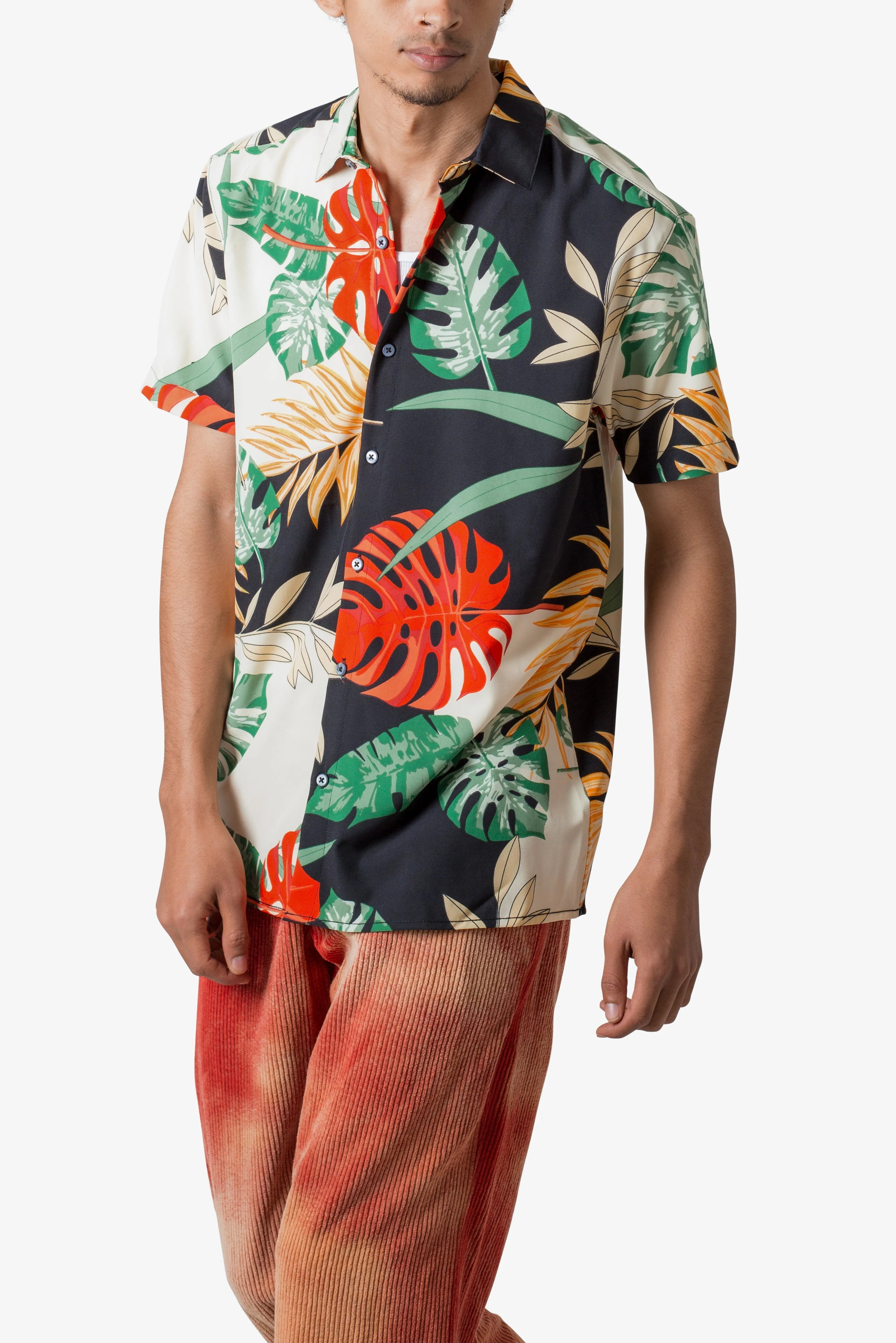 S/S Button Up Shirt - Tropical Print