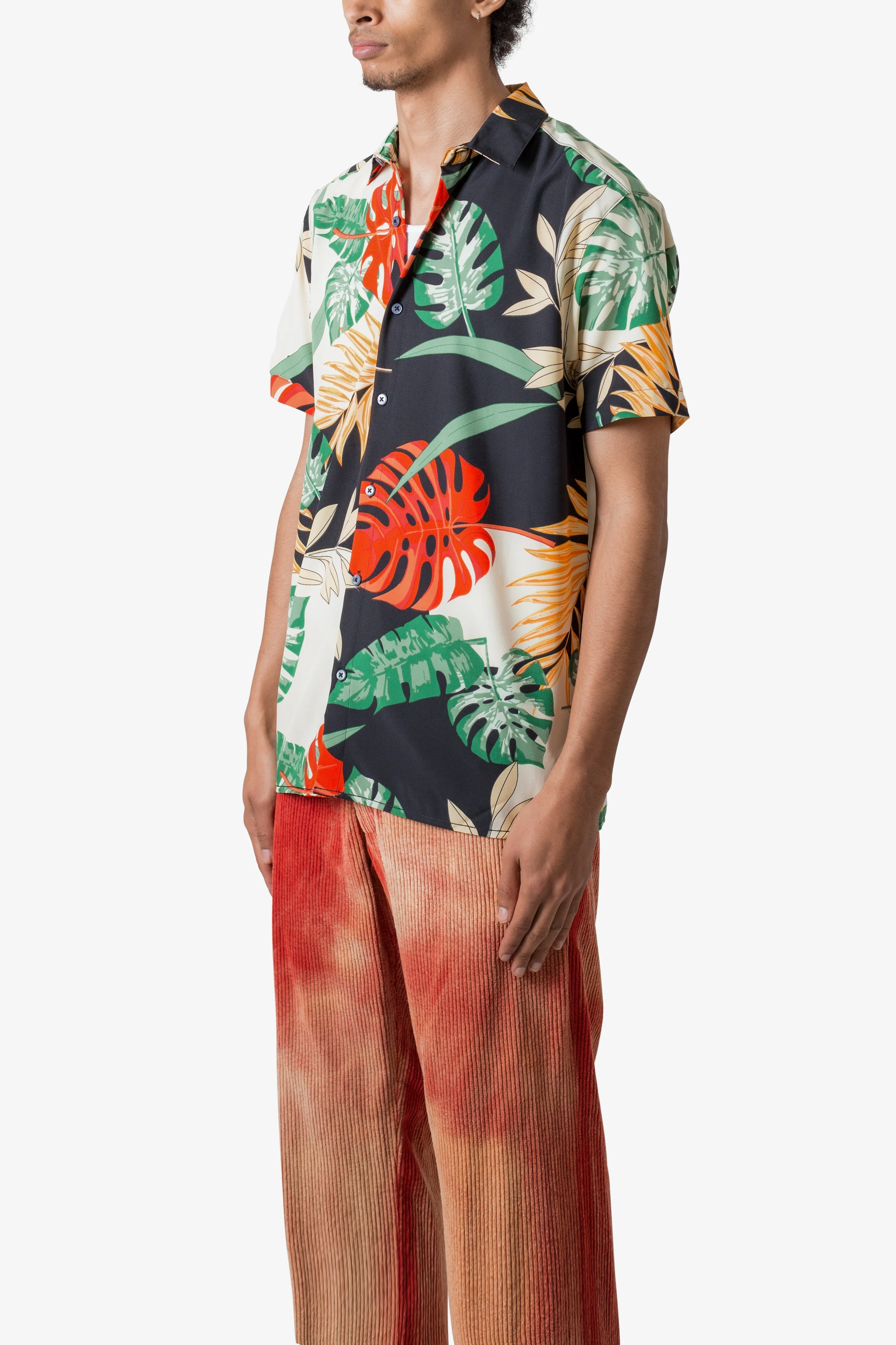 S/S Button Up Shirt - Tropical Print