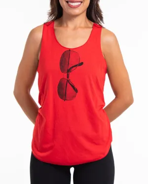 Super Soft Cotton Womens Sunglasses Tank Top in Red