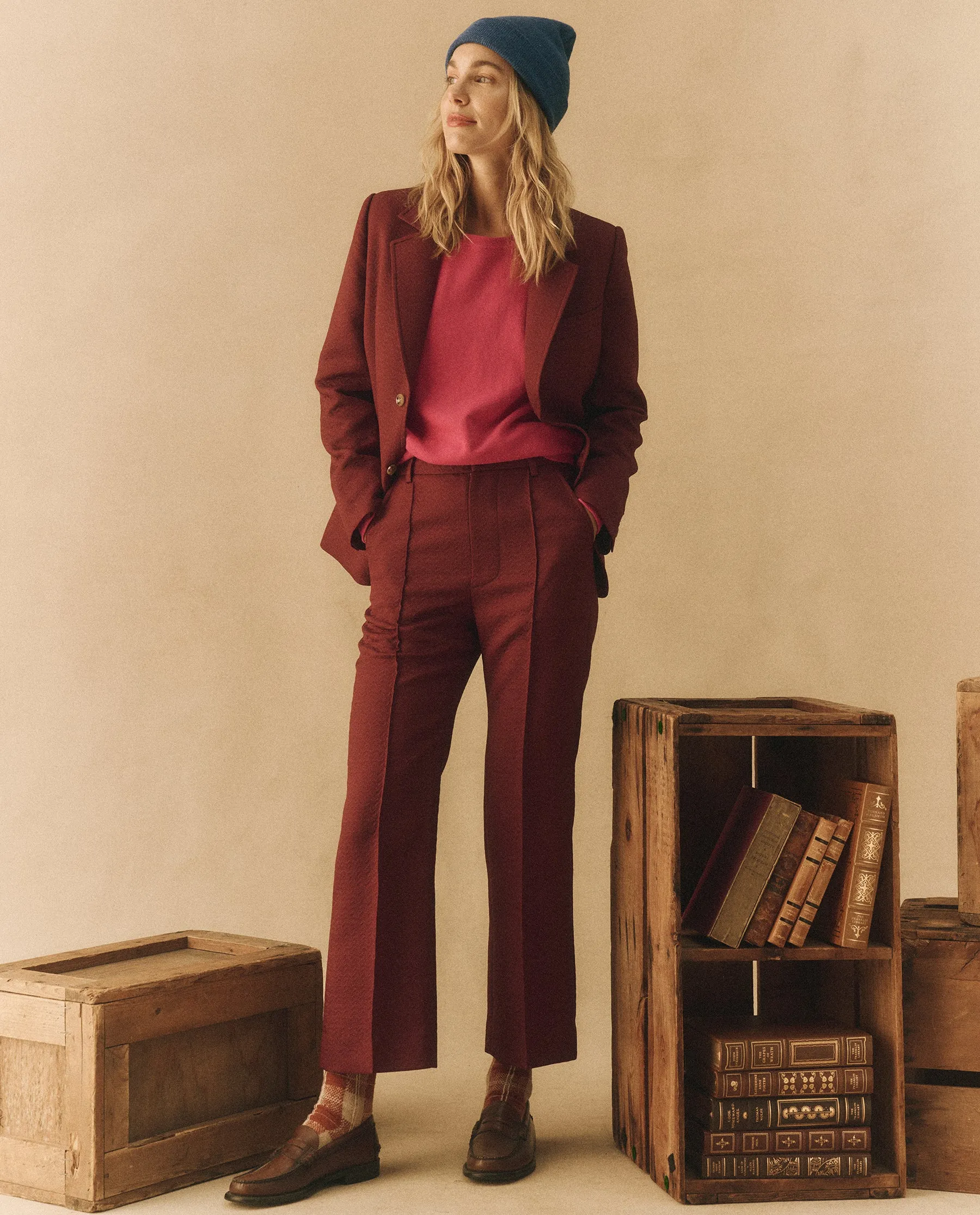 The Geo Jacquard Prim Trouser. -- Mulled Wine