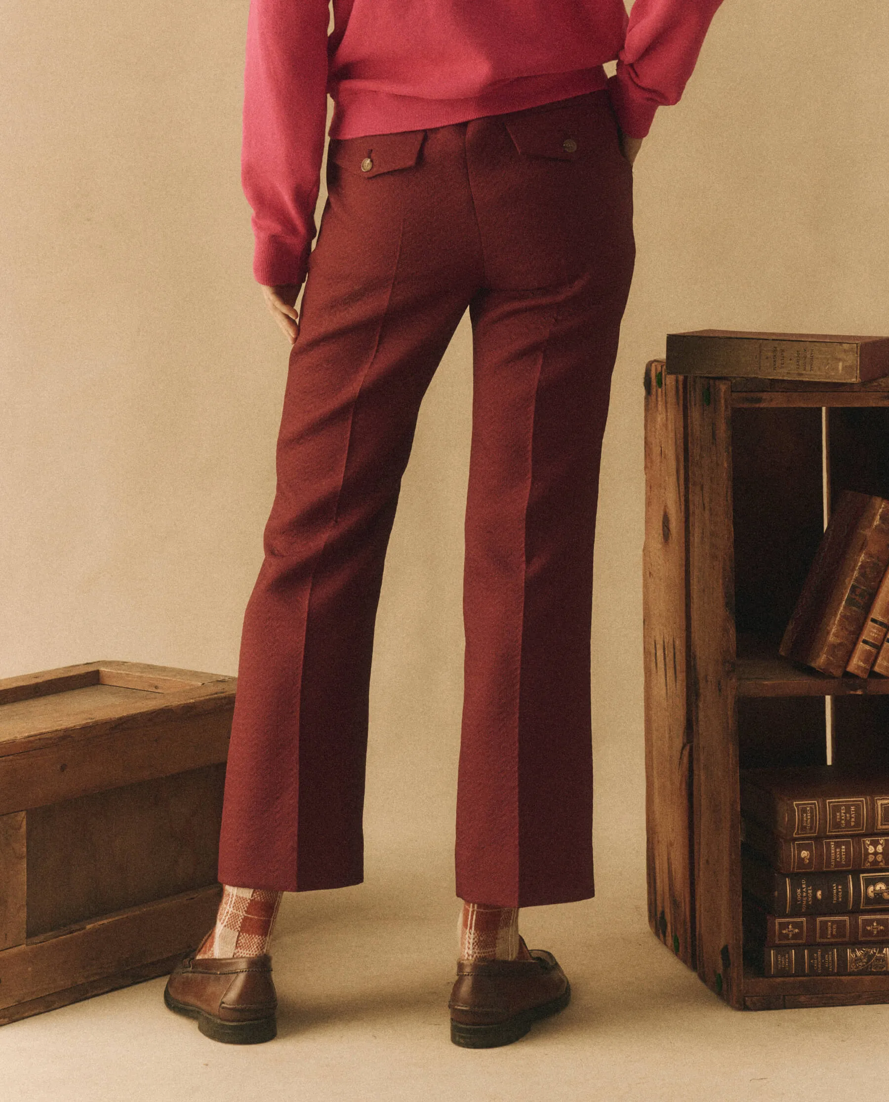 The Geo Jacquard Prim Trouser. -- Mulled Wine